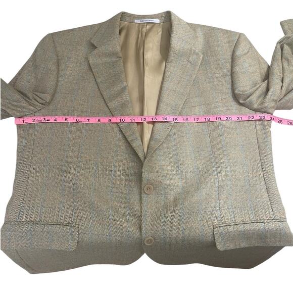 Hickey Freeman Ltd 100% Silk Plaid Chevron Two Button Sport Coat Men's 44 Long - Picture 12 of 15